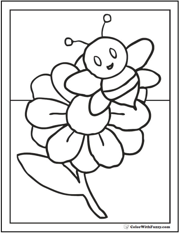 590x762 Bee Coloring Pages Hives, Flowers, And Honey