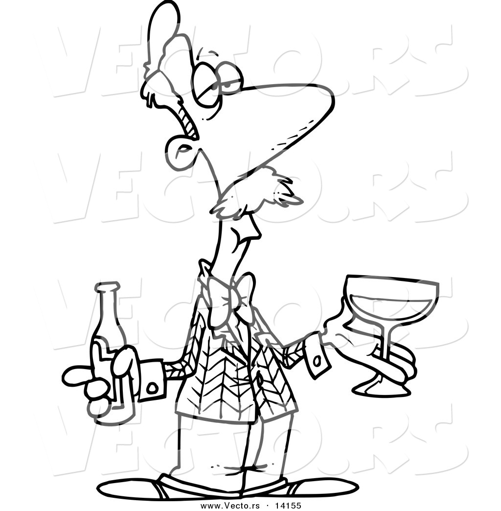 1024x1044 Vector Of A Cartoon Male Wine Taster Throughout Bottle Coloring