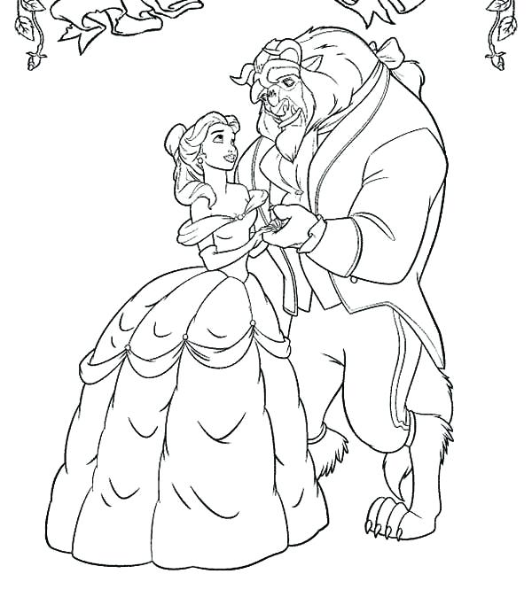 600x683 Beauty And The Beast Coloring Sheets Belle And The Beast Coloring