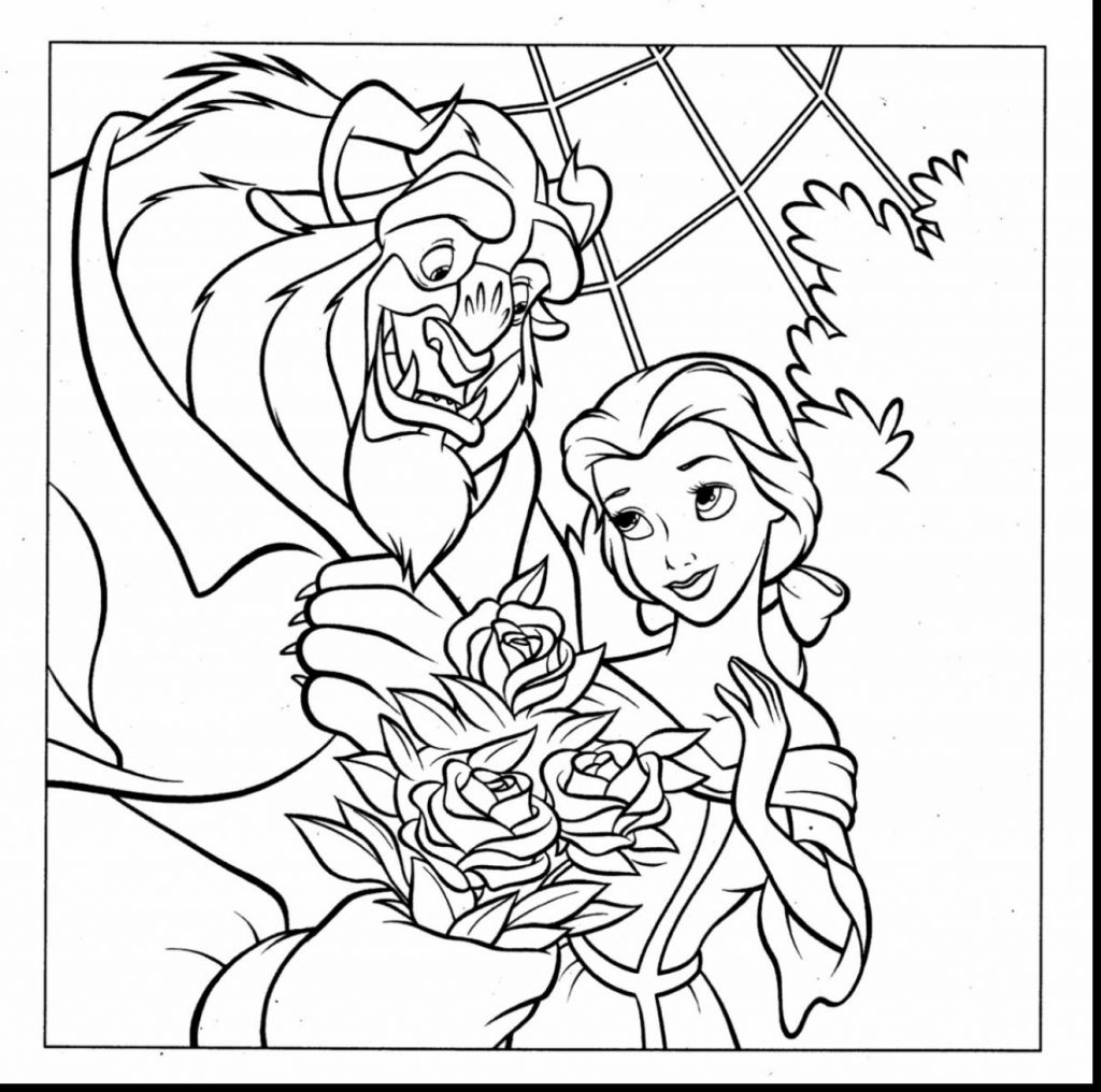 1024x1016 Cool Beauty And The Beast Coloring Page