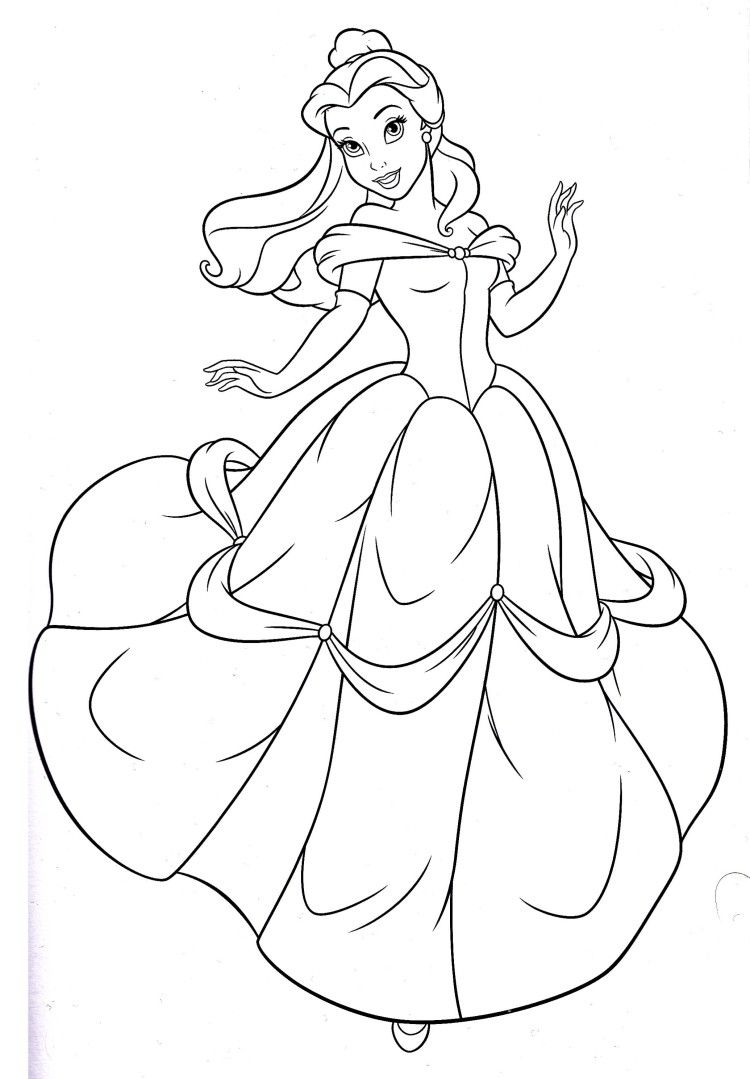 750x1079 Disney Princess Belle Coloring Pages Coloring Drawings