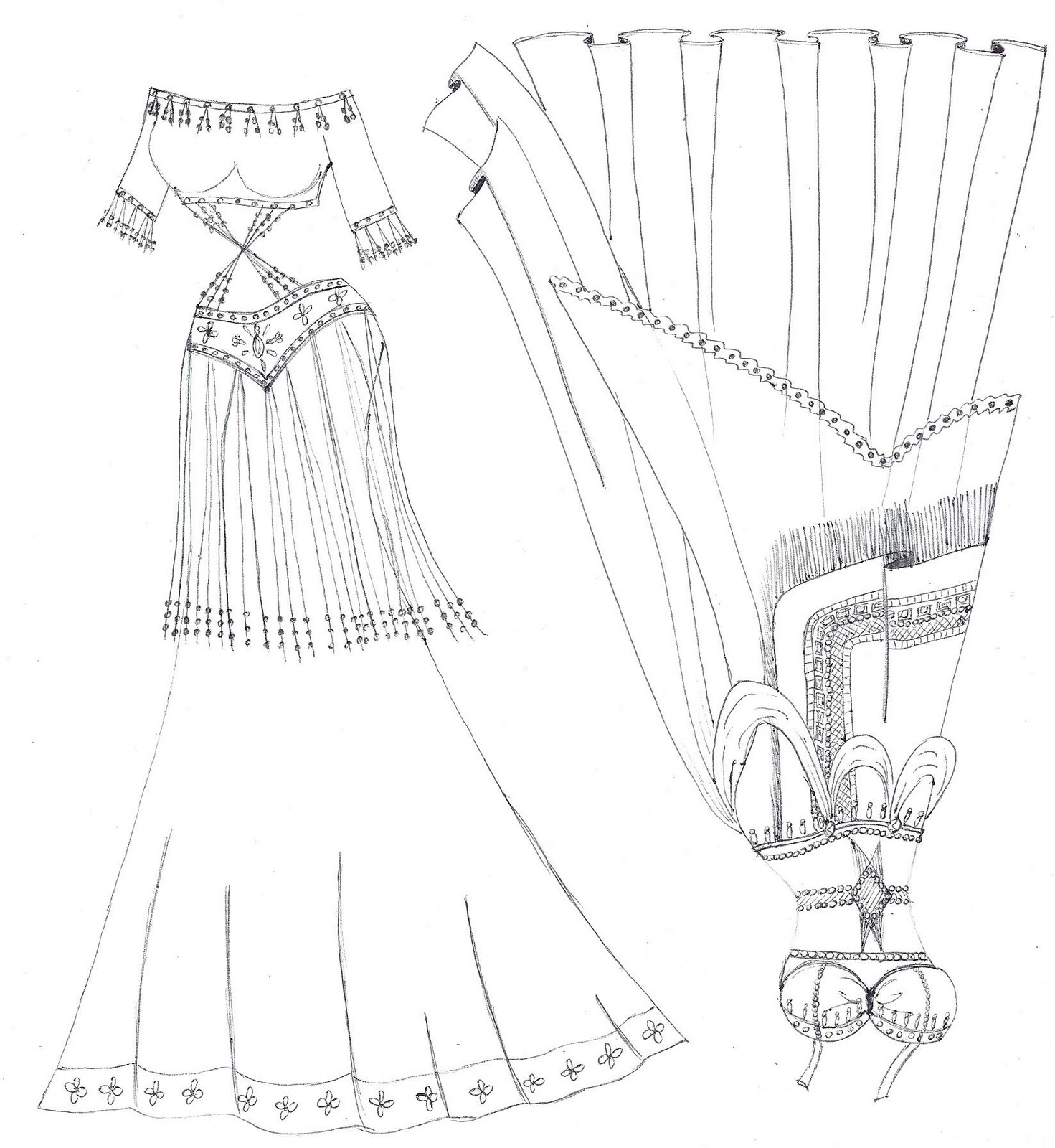 1471x1600 Paper Doll Eve Belly Dancer Costumes Coloring Page Trajes De