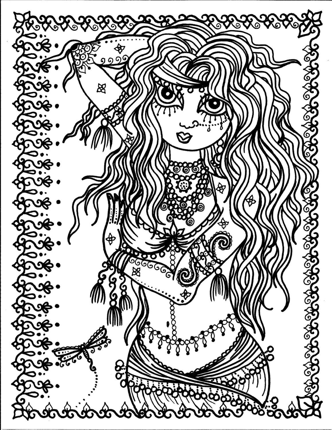 1158x1500 Pages Belly Dancer Coloring Pages Digital Instant Download