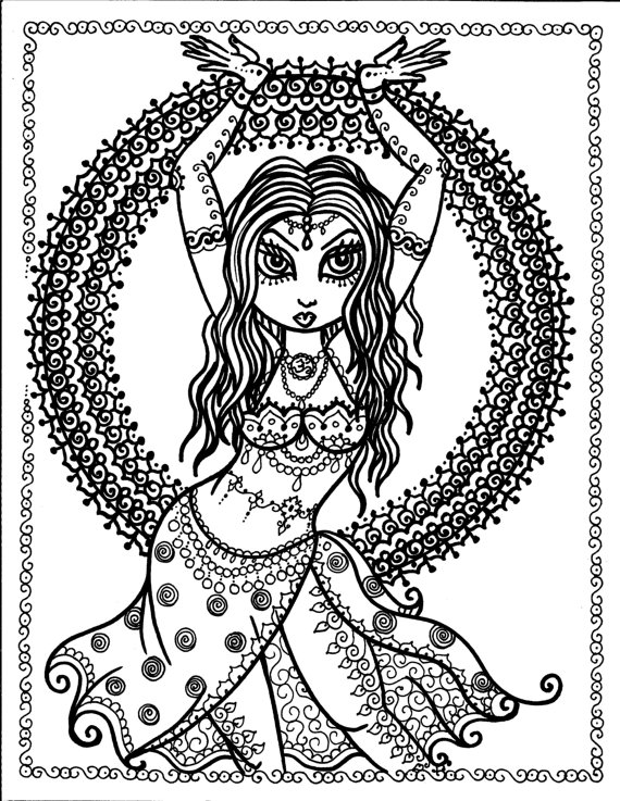 570x737 Pages Instant Download Belly Dancer Coloring Pages Digital