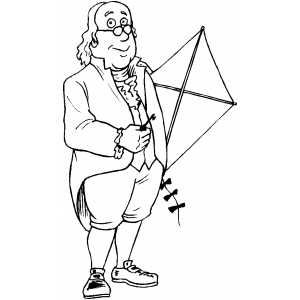 300x300 Benjamin Franklin With Kite Coloring Page