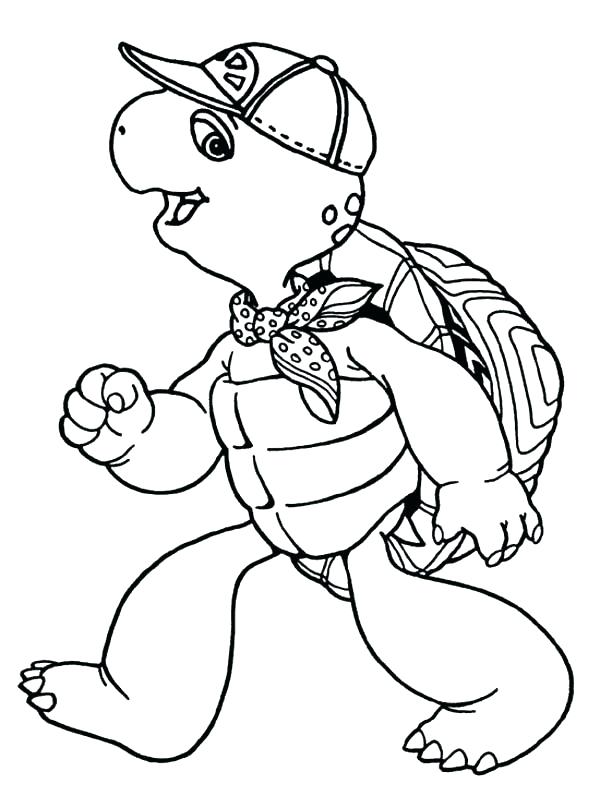 600x796 Franklin Coloring Pages Coloring Pages The Turtle Wearing Scarf
