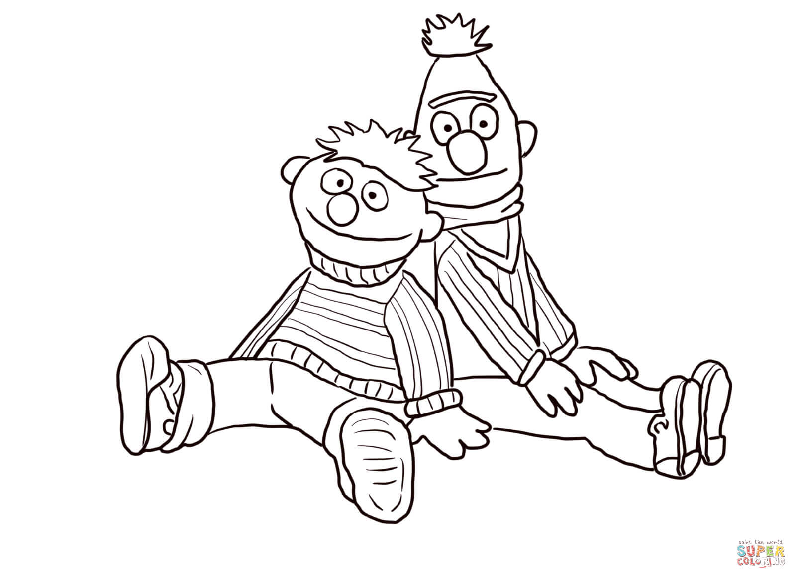 1600x1163 Gallery Of Bert And Ernie Sitting And Leaning Coloring Page Free