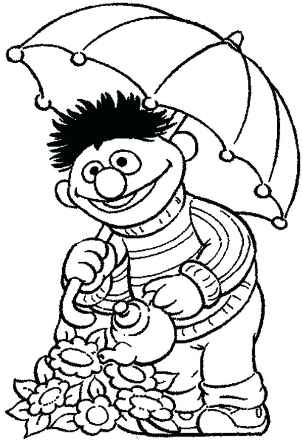 600x878 Ernie Coloring Pages Watering Can With Flowers Flower Coloring