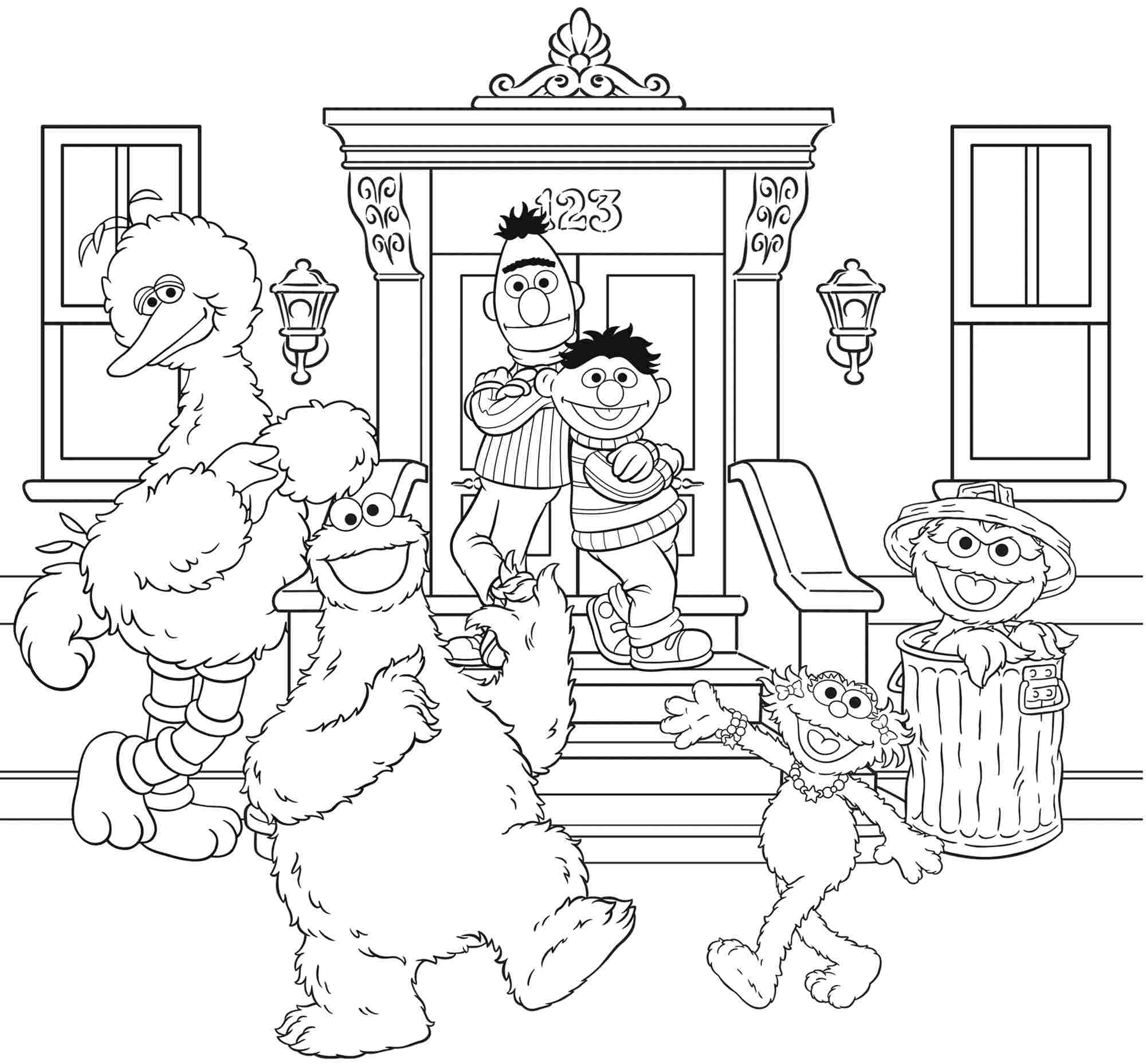 2000x1858 Sesame Street Coloring Pages Bert Free Printable Coloring Pages