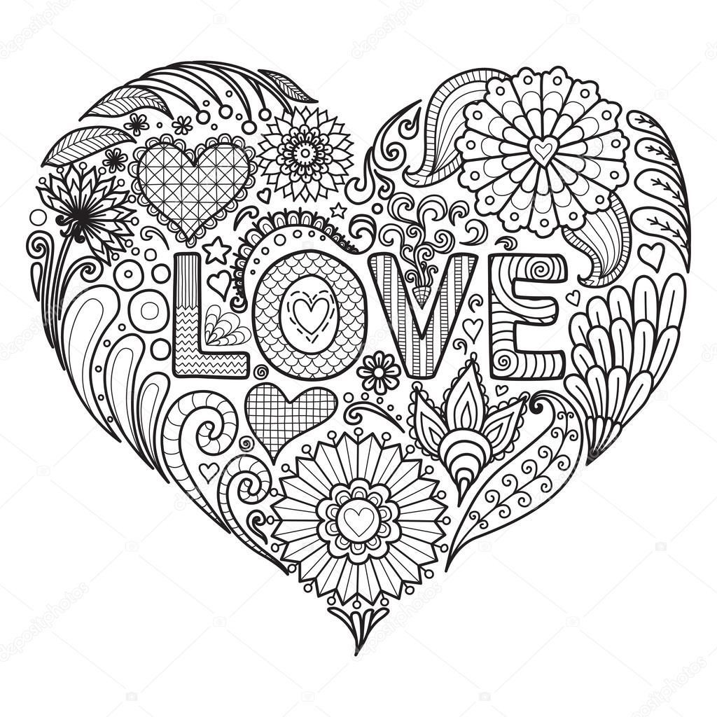 1024x1024 New Images Of Heart Coloring Pages For Adults Oil Paintings