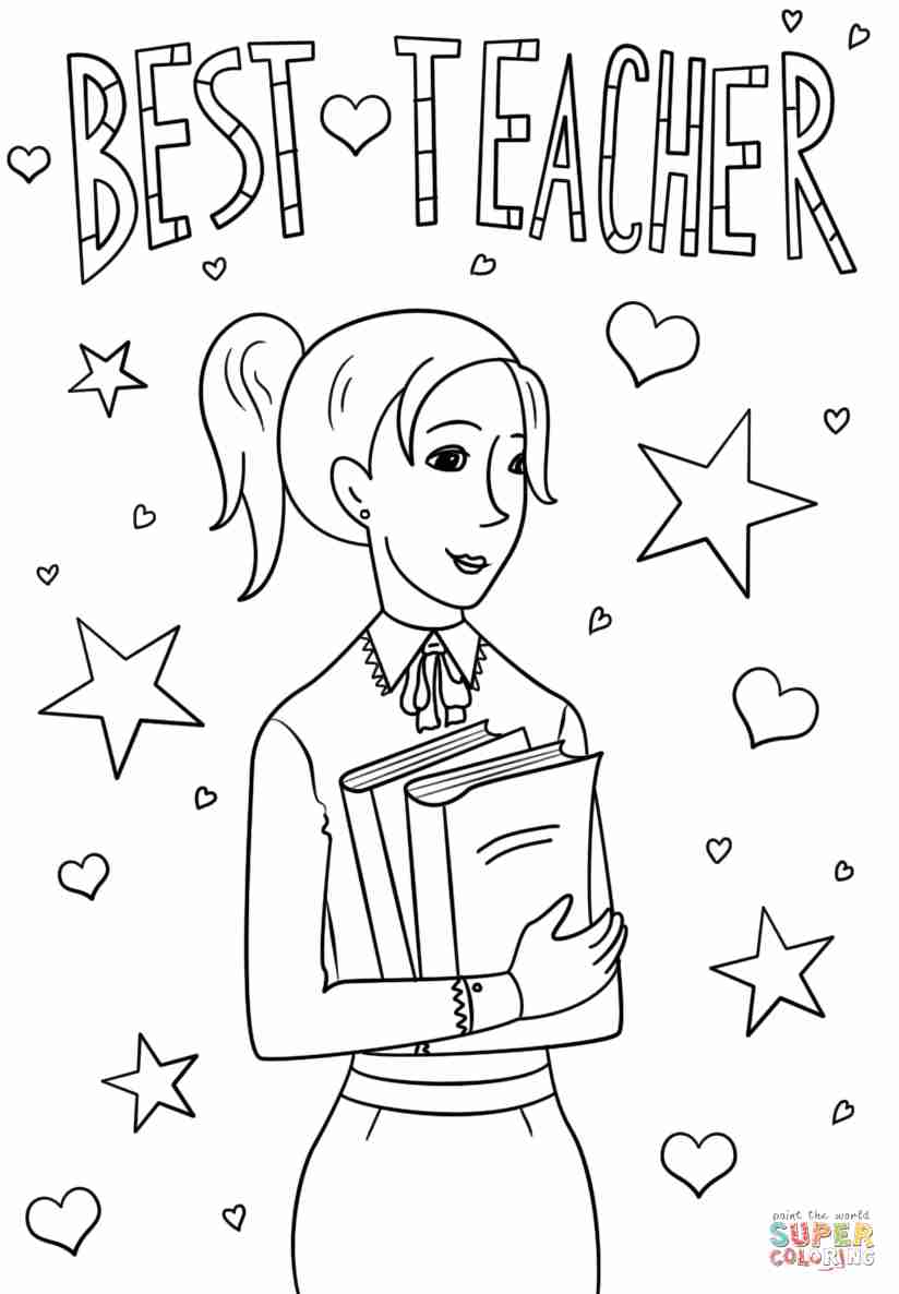 824x1186 Best Teacher Coloring Page Free Printable Pages Magnificent