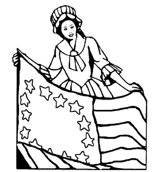 500x548 Betsy Ross Holding The American Flag Coloring Page Action Man