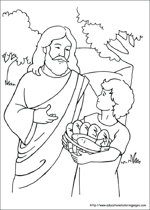 500x700 Jesus Feeds Coloring Pages Feeds Coloring Pages Bible Crafts