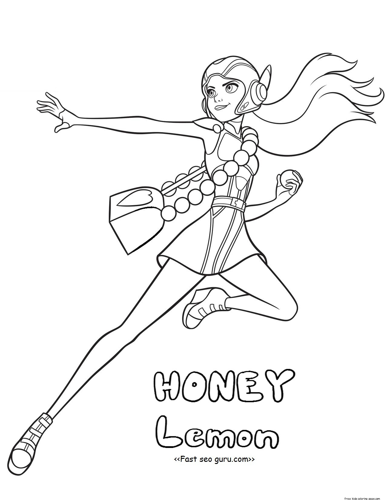 1275x1650 Printable Big Hero Coloring Pages Honey Lemon For Kidsfree