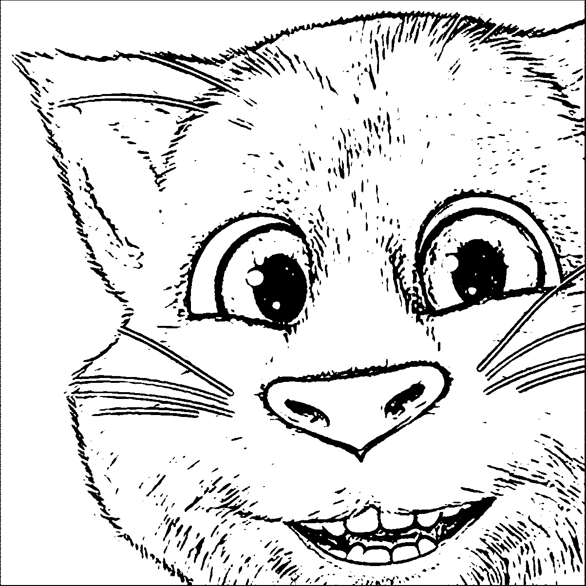 1203x1203 Adult Coloring Pages Cats With Big Eyes Free