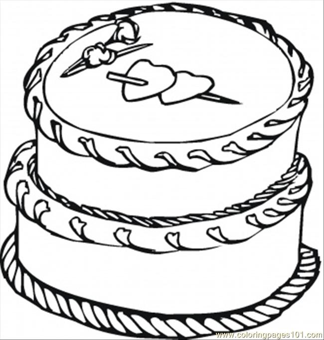 650x681 Cake With Big Hearts Coloring Page