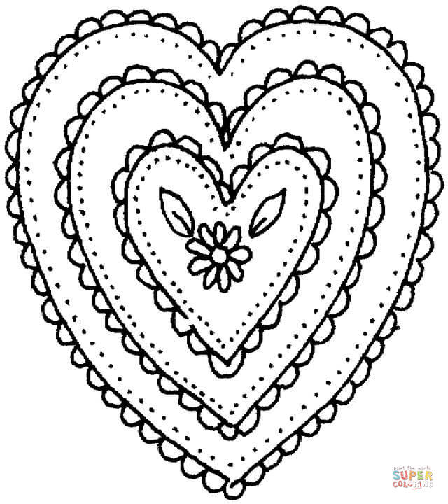 640x720 Colouring Hearts Heart Shaped Ornament Coloring Page Free