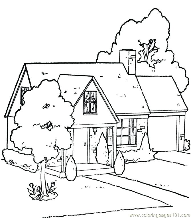 670x765 House With Big Barn Houses Coloring Page House With Big Barn