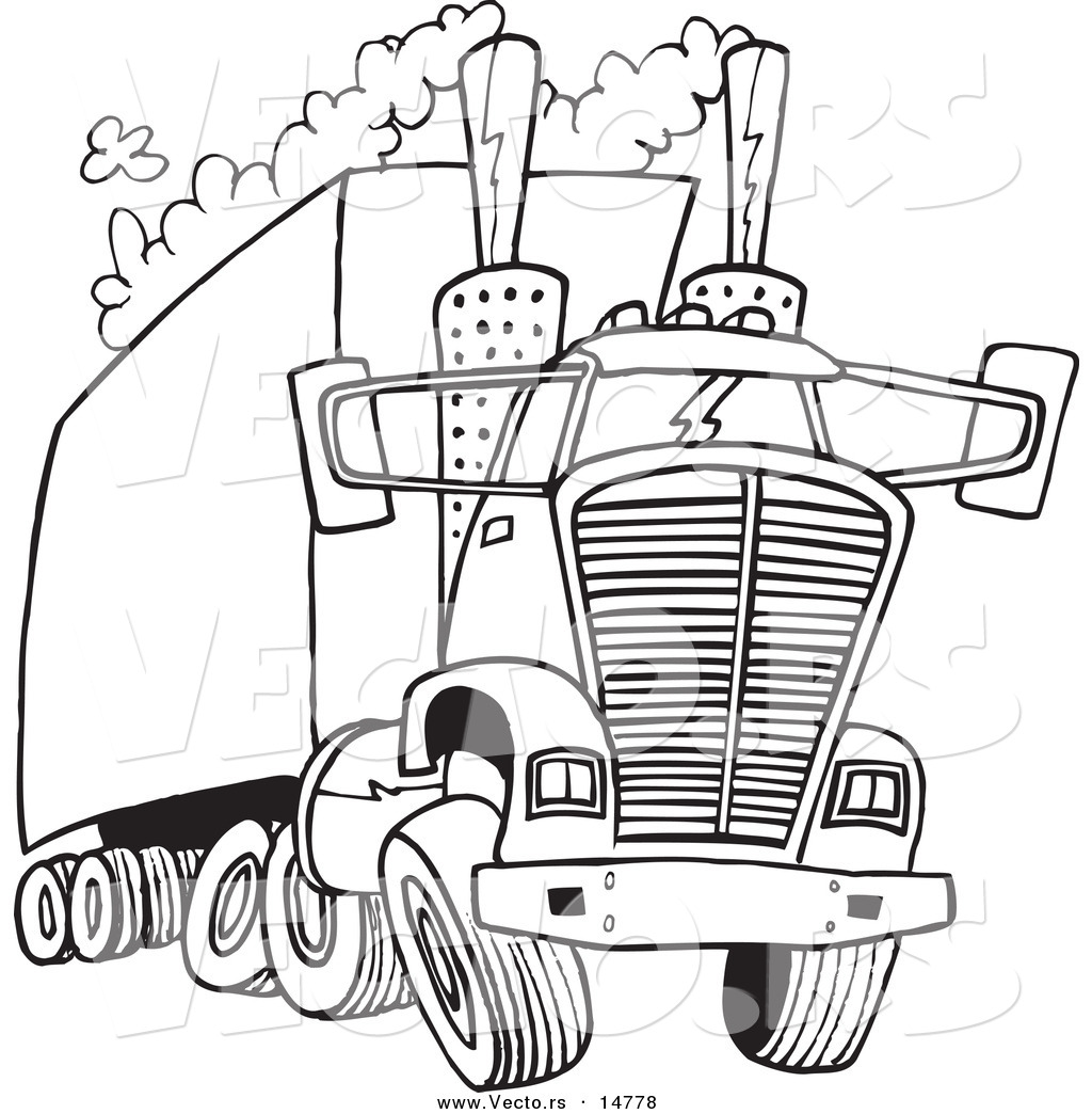 1024x1044 Vector Of A Cartoon Big Rig Releasing A Lot Of Exhaust