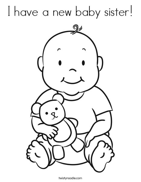 468x605 I Have A New Baby Sister Coloring Page