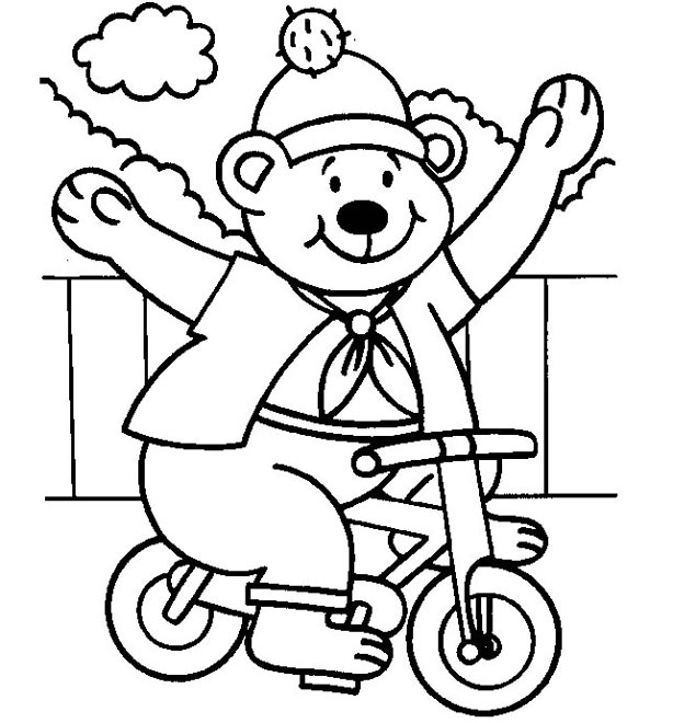 614x660 Bear On Bike Coloring Page