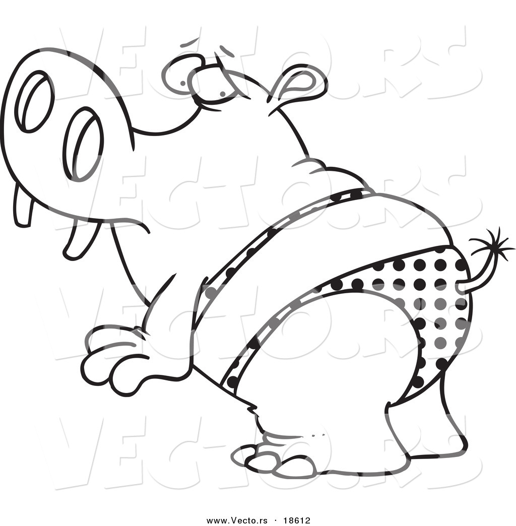 1024x1044 Vector Of A Cartoon Hippo In A Polka Dot Bikini