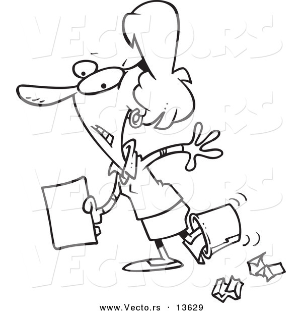 600x620 Vector Of A Cartoon Clumsy Businesswoman Walking With Her Foot