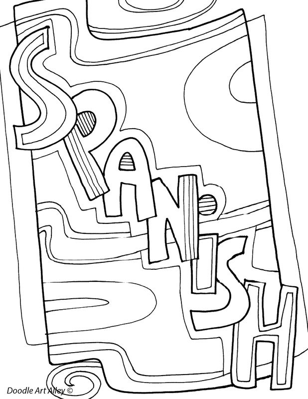618x800 Subject Cover Pages Classroom Doodles Spanish Coloring Page