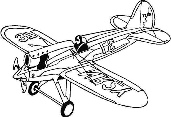600x412 Single Engine Fighter Coloring Page