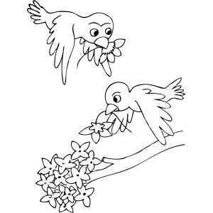300x300 Birds Carrying Flowers Coloring Page