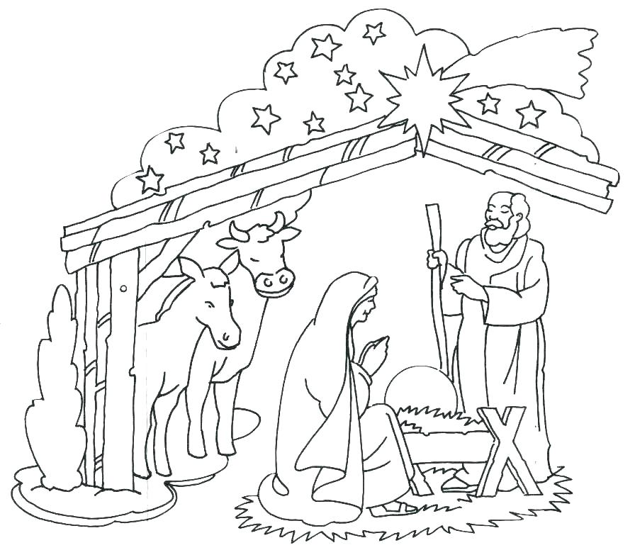 896x783 Jesus Birth Coloring Pages