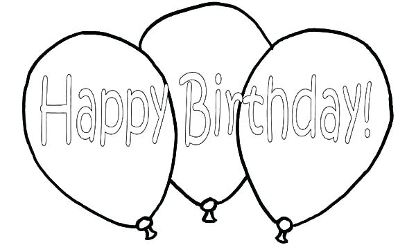 600x354 Birthday Balloon Colouring Pages Printable Coloring Happy Birthday