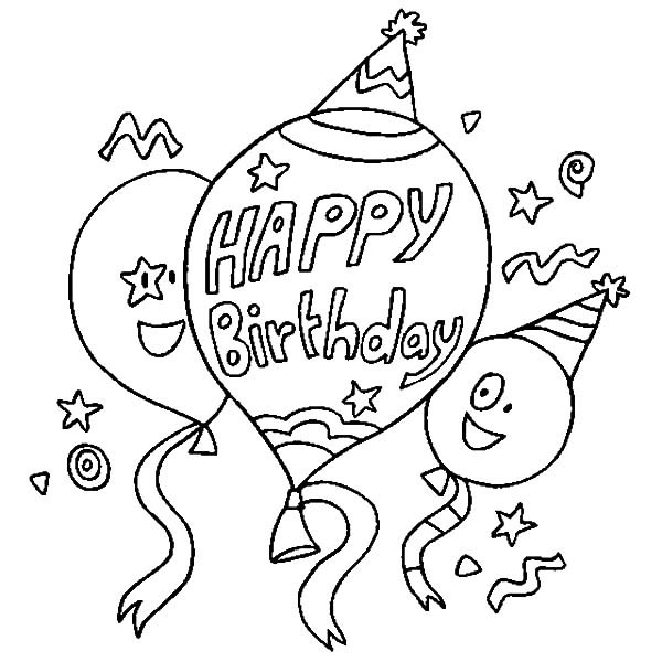 600x600 Happy Birthday Balloons Coloring Pages Best Place To Color