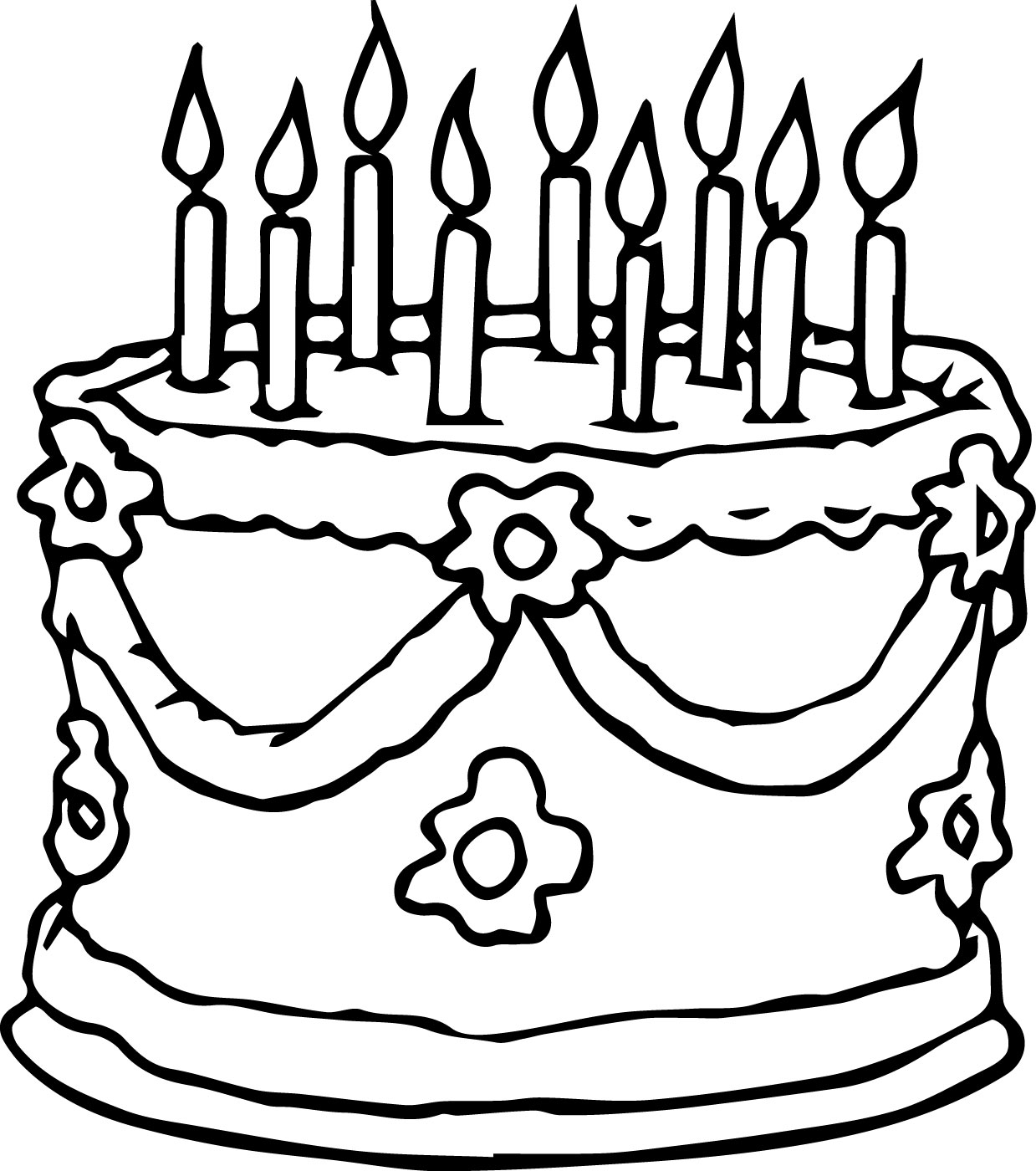 1239x1400 Wedding Birthday Cake Coloring Page Wecoloringpage