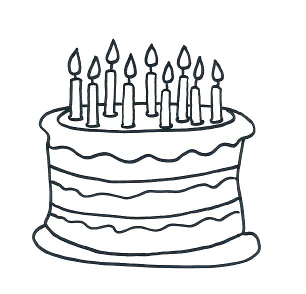 612x588 Birthday Cake Coloring Page