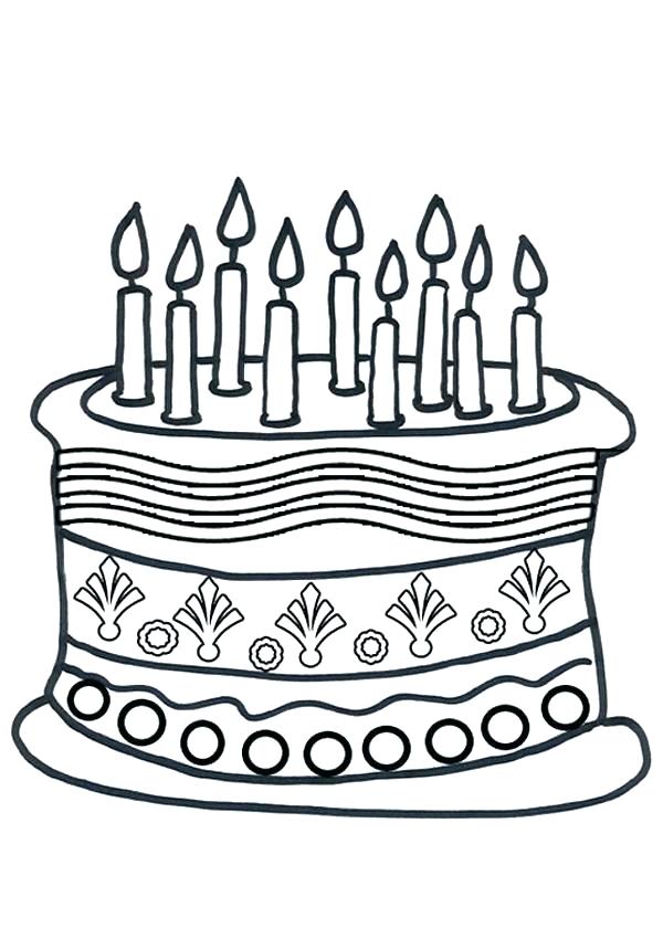 600x850 Birthday Cakes Coloring Pages