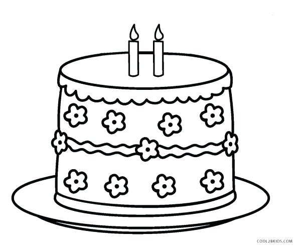 604x500 Birthday Cake Coloring Page With Medium Size Of Birthday Cake