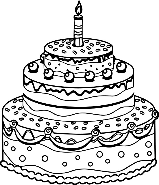 550x641 Birthday Cake Coloring Page Tiered Birthday Cake Coloring Pages