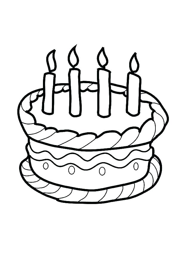 600x849 Coloring Pages Of Birthday Cakes Birthday Cake Coloring Pictures