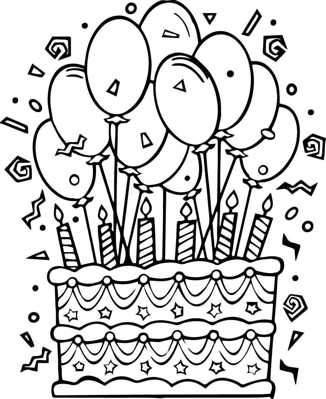 1042x1274 Nice Idea Birthday Cake Coloring Page Pages Printable To Print