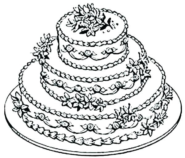 600x512 Coloring Page Of A Birthday Cake Professional