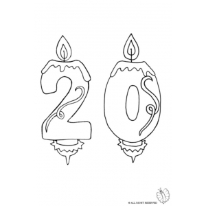 300x300 Coloring Page Of Number Twenty Birthday Candle Coloring