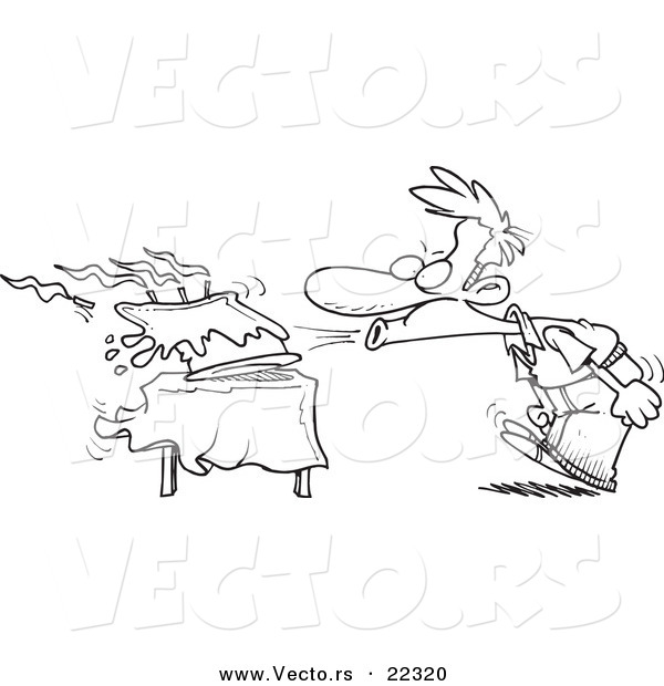 600x620 Vector Of A Cartoon Man Blowing Out The Candles On His Birthday