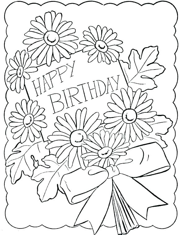587x757 Birthday Card Coloring Page Icontent