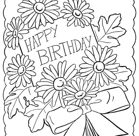 587x576 Happy Birthday Coloring Pages