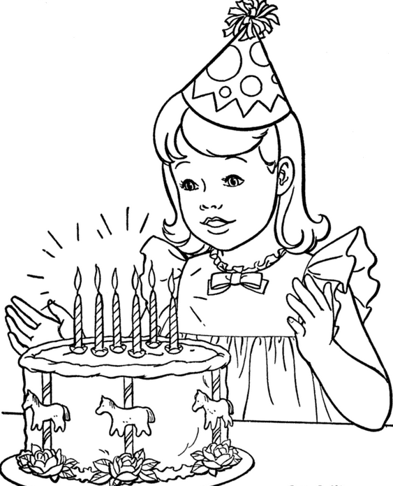 563x695 Happy Birthday Cake Coloring Pages For Girls