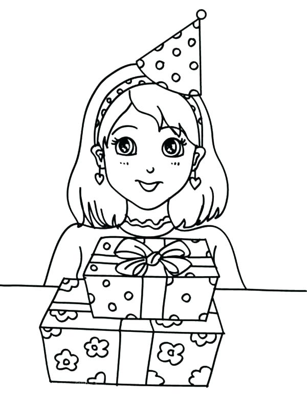 600x777 Birthday Party Coloring Pages Birthday Girl Coloring Pages Girl