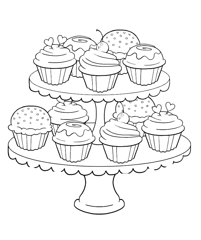 700x834 Birthday Cupcake Steady And Delicious Coloring Page