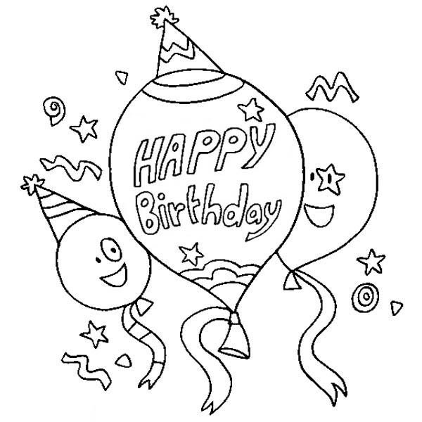 600x600 Three Happy Birthday Baloon Coloring Page Color Luna