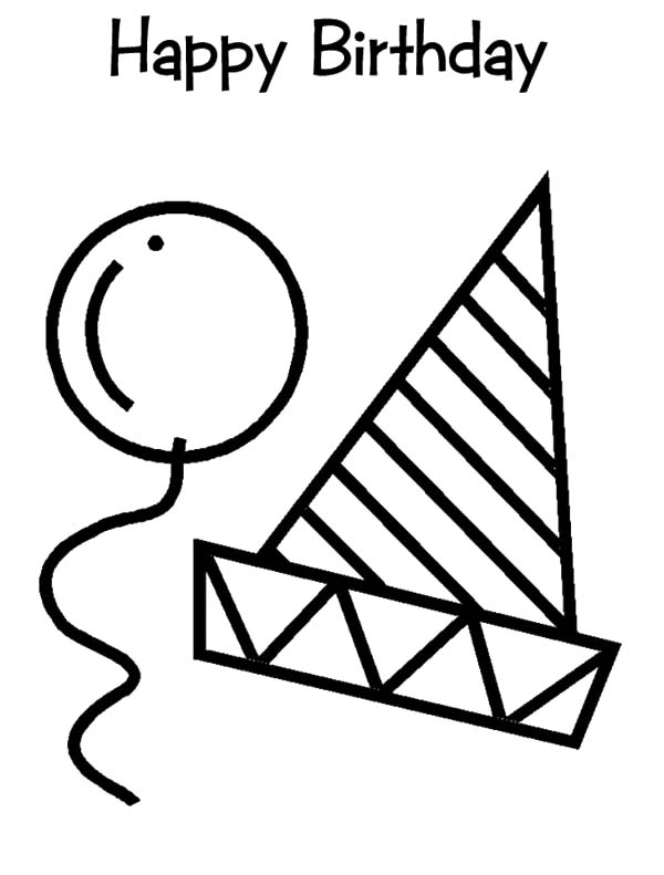 600x791 Birthday Hat And Balloons Coloring Pages Best Place To Color